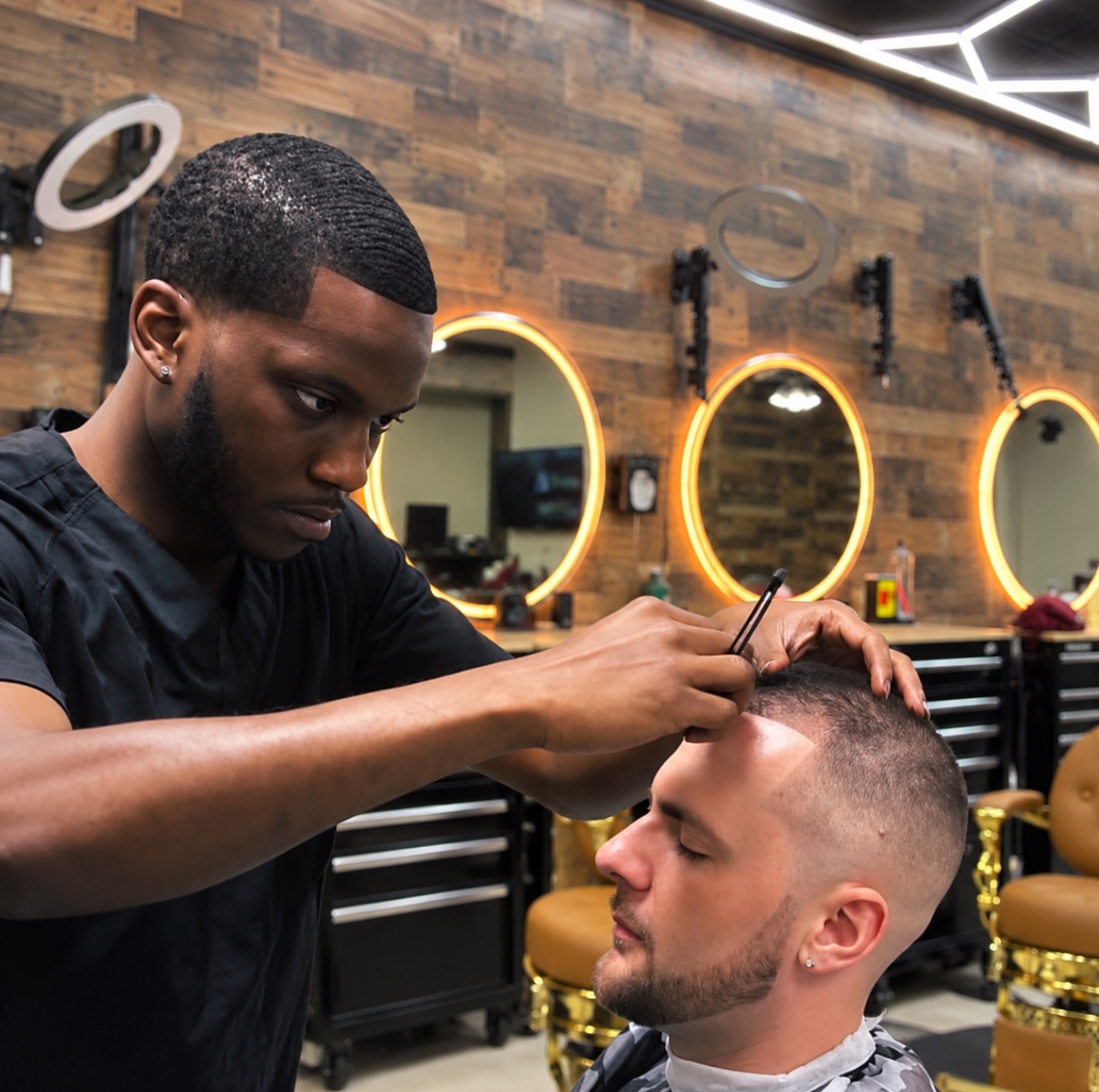 A.D. Houston giving a haircut